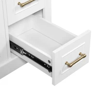 Elegant Bathroom Vanity with Ceramic Sink, Soft-Close Doors and Drawers, Cabinet with Solid Wood Frame, 36" L x 18.5" W x 34" H, White(m-13)