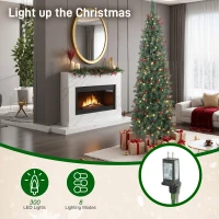 HOMCOM 7 ft Pencil Prelit Christmas Tree with LED Light, Silver Glitter, Dense Pointed Branches, 8 Modes, Slim Xmas Tree(m-5)