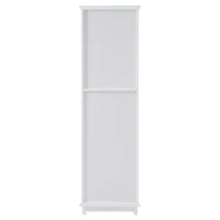 Tall Bathroom Storage Cabinet with Glass Doors, Free-Standing with Adjustable Shelves and Drawers, 18" L x 14" W x 63" H, White(m-15)