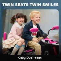 Qaba 2-Seater All-Terrain 4 Wheeler, 24V Kids ATV Ride-On, Electric Quad Car with Dual Motor, for Boys and Girls, Pink(m-5)