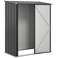 Outsunny 5' x 3' Outdoor Storage Shed, Steel Garden Shed with Single Lockable Door, Tool Storage Shed for Backyard, Black(m-11)