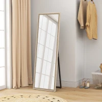 HOMCOM Full Length Mirror, 64" x 21" Rectangle Full Body Mirror with Dual-Tone Frame for Bedroom, White Wood Grain(m-10)