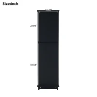 Tall Bathroom Storage Cabinet with Glass Doors, Free-Standing Design, Adjustable Shelves for Stylish Organization, 18" L x 14" W x 63" H, Black(m-4)