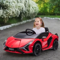 Aosom 12V Lamborghini SIAN Licensed Electric Car for kids with Remote Control, Horn, Music, & Headlights, Red(m-2)