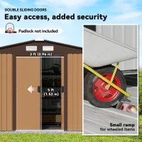 Outsunny 9.1'x6.4'x6.3' Garden Storage Shed w/ Floor Foundation Metal Tool Storage House w/ Double Doors Dark Grey Yellow(m-5)