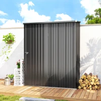 Outsunny 5' x 3' Outdoor Storage Shed, Steel Garden Shed with Single Lockable Door, Tool Storage Shed for Backyard, Black(m-9)