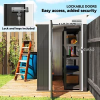 Outsunny 4' x 8' Outdoor Storage Shed Lean to Shed Outdoor Metal Tool Shed with Lockable Door and Air Vents, Dark Grey(m-5)