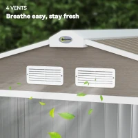 Outsunny 7' x 4' x 6' Garden Storage Shed Outdoor Patio Metal Tool Storage House w/ Foundation Kit and Double Doors Light Brown(m-8)