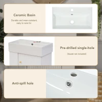 Modern Floating Bathroom Vanity with Ceramic Basin and Side Storage, Cabinet with Rose Gold Handle, 21.5" L x 12" W x 26.5" H, White(m-8)