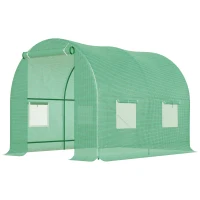 Outsunny 8'x6.6'x6.6' Heavy Duty Walk-in Greenhouse Garden Tunnel Hot House Outdoor Flower Vegetable Growth Warm House Roll Up Door, Windows, Steel(m-11)