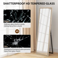 HOMCOM Full Length Mirror, 64" x 21" Rectangle Full Body Mirror with Dual-Tone Frame for Bedroom, White Wood Grain(m-7)