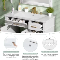 Modern Bathroom Vanity with Ceramic Sink, Soft Close Doors, Space-Saving Design and 4 Drawers for Storage, 36" L x 18.5" W x 35" H, White(m-8)