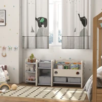 Qaba Toy Storage Organizer with 4 Storage Boxes, Bookshelves, Storage Racks, for Nursery, Kids Room, Playroom, Cream White(m-8)