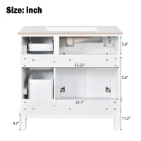 Modern Bathroom Vanity with Ceramic Sink, Soft Close Doors, Space-Saving Design and 4 Drawers for Storage, 36" L x 18.5" W x 35" H, White(m-4)