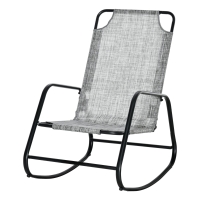 Outsunny Garden Rocking Chair, Outdoor Indoor Sling Fabric Rocker for Patio, Balcony, Porch, Gray and Brown