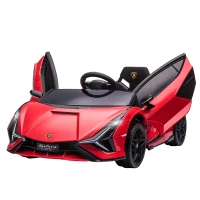 Aosom 12V Lamborghini SIAN Licensed Electric Car for kids with Remote Control, Horn, Music, & Headlights, Red(m-11)