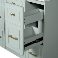 36" Bathroom Vanity with Ceramic Sink, Soft-Close Doors and Drawers, Storage Cabinet with Adjustable Shelf, 36" L x 18" W x 34" H, Green(m-13)