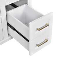 Modern Bathroom Vanity with Ceramic Sink, Soft Close Doors, Space-Saving Design and 4 Drawers for Storage, 36" L x 18.5" W x 35" H, White(m-12)