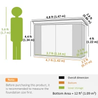 Outsunny 5x3 Metal Garden Storage Shed with Double Door, Durable Metal Shed for Garden, Patio, Lawn, Black(m-3)