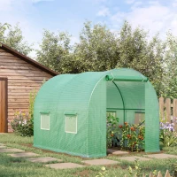 Outsunny 8'x6.6'x6.6' Heavy Duty Walk-in Greenhouse Garden Tunnel Hot House Outdoor Flower Vegetable Growth Warm House Roll Up Door, Windows, Steel(m-8)