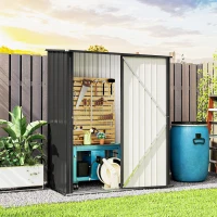 Outsunny 5' x 3' Outdoor Storage Shed, Steel Garden Shed with Single Lockable Door, Tool Storage Shed for Backyard, Black(m-8)