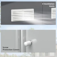 Outsunny 11.2ft x 12.5ft Practical Backyard Garden Storage Tool Shed 4 Ventilation Slots Double Sliding Door, Grey(m-7)