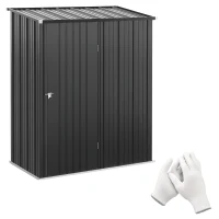 Outsunny 5' x 3' Outdoor Storage Shed, Steel Garden Shed with Single Lockable Door, Tool Storage Shed for Backyard, Black(m-2)