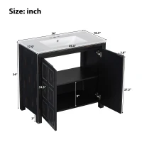 36" Bathroom Vanity with Ceramic Sink, Solid Wood Construction, Storage Cabinet with Soft Close Doors, 36" L x 18.5" W x 34" H, Espresso(m-3)