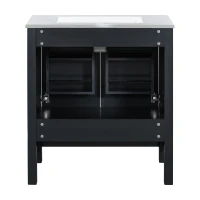 30" Bathroom Vanity with Single Undermount Sink, Cabinet with Soft-Close Doors and Versatile Storage, 30" L x 18.5" W x 34" H, Black+White(m-15)