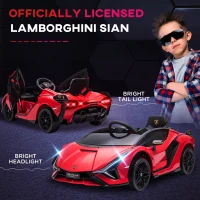 Aosom 12V Lamborghini SIAN Licensed Electric Car for kids with Remote Control, Horn, Music, & Headlights, Red(m-7)