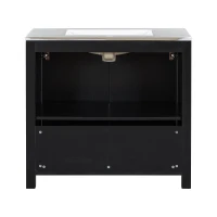 36" Bathroom Vanity with Ceramic Sink, Solid Wood Construction, Storage Cabinet with Soft Close Doors, 36" L x 18.5" W x 34" H, Espresso(m-14)