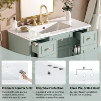 36" Bathroom Vanity with Ceramic Sink, Soft-Close Doors and Drawers, Storage Cabinet with Adjustable Shelf, 36" L x 18" W x 34" H, Green(m-8)