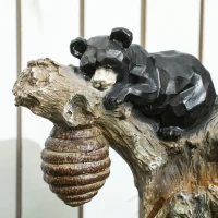 Outsunny 22.4" Outdoor Fountain, 3-Tier Resin Resin Bears and Honey Beehive Outdoor Waterfall Fountain with LED Lights, Pump(m-8)