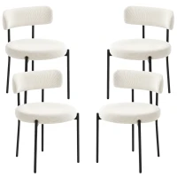 HOMCOM 4 Pieces Kitchen Chairs, Modern Dining Chairs w/ Corduroy Upholstery and Steel Legs for Living Room, Beige(m-2)