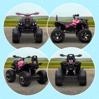 Aosom 12V 4 Wheeler Kids ATV with Music, Headlights for 37-60 Months Boys and Girls, Pink(m-9)