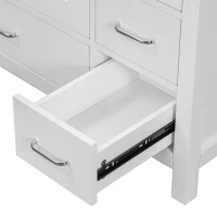 36" Bathroom Vanity with Ceramic Sink, 2 Soft-Close Doors and 5 Drawers, Cabinet with Free-Standing Design, 36" L x 18" W x 34" H, White(m-13)
