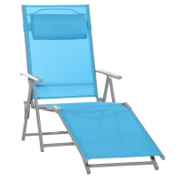 Outsunny Outdoor Folding Lounge Chair, 7-Position Adjustable Zero Gravity Lounge Chair with Pillow, Portable Reclining Tri-Fold Chaise for Beach, Swimming Pool, Light Blue(m-11)