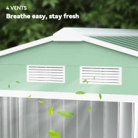 Outsunny 7' x 4' x 6' Garden Storage Shed Outdoor Patio Metal Tool Storage House w/ Foundation Kit and Double Doors Light Green(m-8)