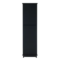 Tall Bathroom Storage Cabinet with Glass Doors, Free-Standing Design, Adjustable Shelves for Stylish Organization, 18" L x 14" W x 63" H, Black(m-15)