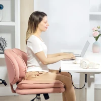 HOMCOM Criss Cross Chair, Swivel Wide Office Chair with Leathaire Upholstery, Tilting, No Arm, Pink(m-10)