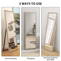 HOMCOM Full Length Mirror, 64" x 21" Rectangle Full Body Mirror with Dual-Tone Frame for Bedroom, White Wood Grain(m-5)