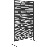 Outsunny 78" H x 48" W Metal Outdoor Privacy Screen, Freestanding Decorative Privacy Fence Screen for Balcony, Black(m-11)