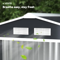 Outsunny 7' x 4' x 6' Garden Storage Shed Outdoor Patio Metal Tool Storage House w/ Foundation Kit and Double Doors Dark Grey(m-9)