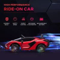 Aosom 12V Lamborghini SIAN Licensed Electric Car for kids with Remote Control, Horn, Music, & Headlights, Red(m-4)