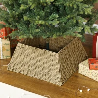 HOMCOM Rustic Christmas Tree Skirt, Plastic Christmas Tree Collar for Party, Holiday, Home Decoration, Natural(m-7)