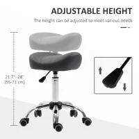 HOMCOM Saddle Stool, Height Adjustable Rolling Salon Chair with PU Leather for Massage, Spa, Clinic, Beauty and Tattoo, Grey(m-4)