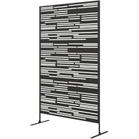 Outsunny 78" H x 48" W Metal Outdoor Privacy Screen, Freestanding Decorative Privacy Fence Screen for Balcony, Black(m-1)