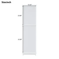 Tall Bathroom Storage Cabinet with Glass Doors, Free-Standing with Adjustable Shelves and Drawers, 18" L x 14" W x 63" H, White(m-4)