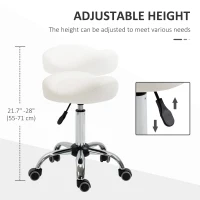 HOMCOM Saddle Stool, Height Adjustable Rolling Salon Chair with PU Leather for Massage, Spa, Clinic, Beauty and Tattoo, White(m-4)