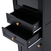 Tall Bathroom Storage Cabinet with Glass Doors, Free-Standing Design, Adjustable Shelves for Stylish Organization, 18" L x 14" W x 63" H, Black(m-12)